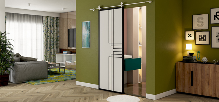 sliding bathroom door installation in Westmont